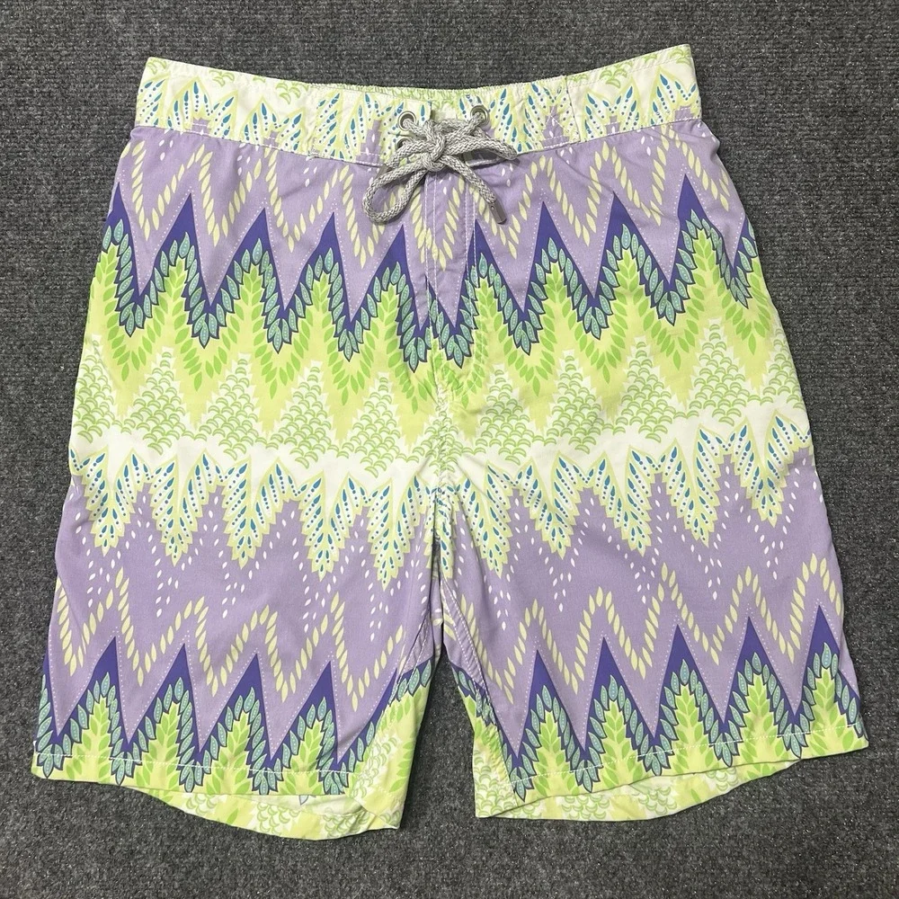 Vilebrequin Mens XL Geometric Pattern Drawstring Swim Trunks Lined 8
